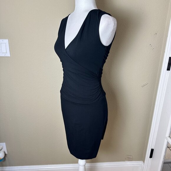 TART Black Knit Wrap Front Ruched Body Con Mini Dress Size XS - Picture 6 of 12